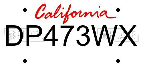 DP473WX California License Plate