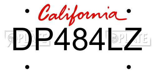 DP484LZ California License Plate