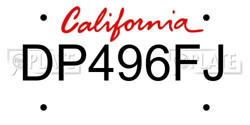DP496FJ California License Plate