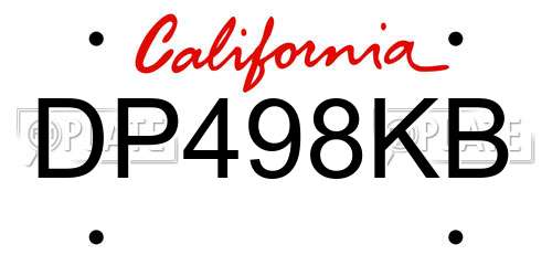 DP498KB California License Plate