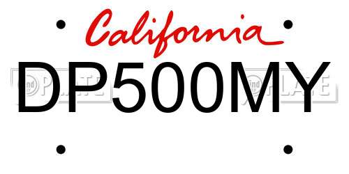 DP500MY California License Plate
