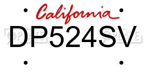 DP524SV California License Plate
