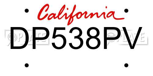 DP538PV California License Plate
