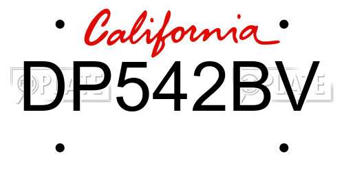 DP542BV California License Plate