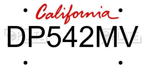 DP542MV California License Plate
