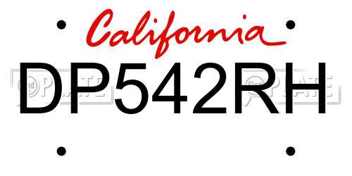DP542RH California License Plate
