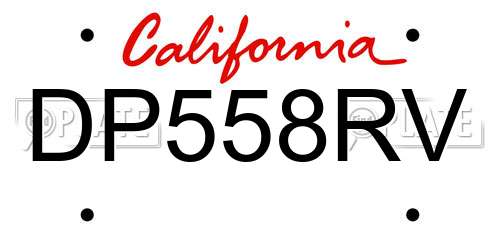DP558RV California License Plate