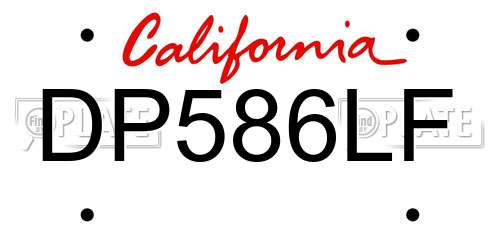 DP586LF California License Plate