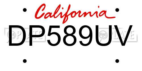 DP589UV California License Plate