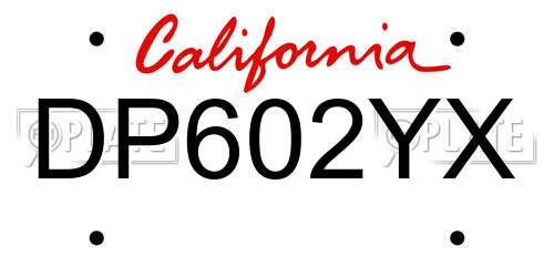 DP602YX California License Plate