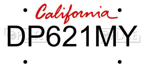 DP621MY California License Plate
