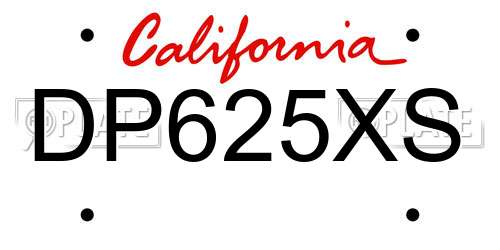 DP625XS California License Plate