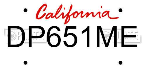 DP651ME California License Plate
