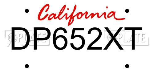 DP652XT California License Plate