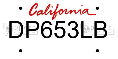 DP653LB California License Plate