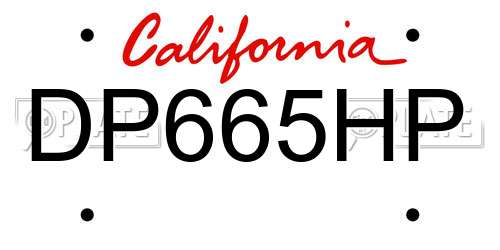 DP665HP California License Plate