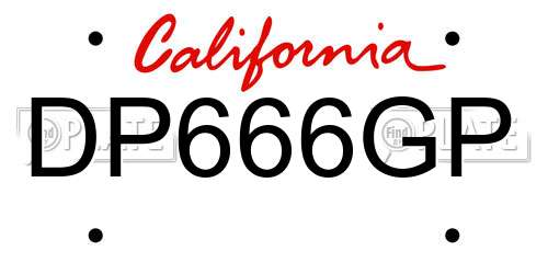 DP666GP California License Plate