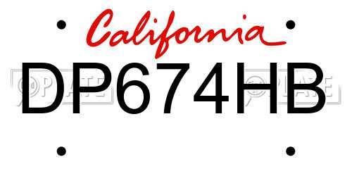 DP674HB California License Plate