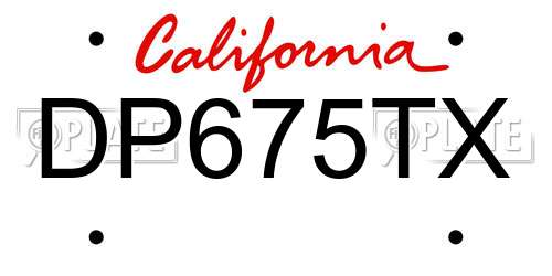 DP675TX California License Plate