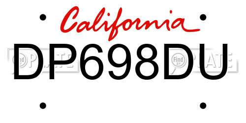 DP698DU California License Plate