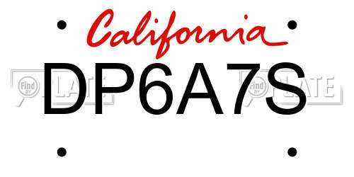 DP6A7S California License Plate