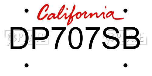 DP707SB California License Plate
