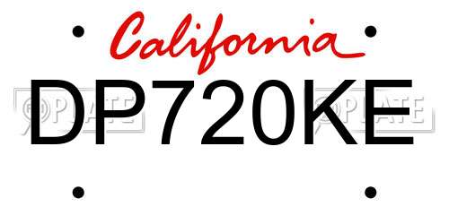 DP720KE California License Plate