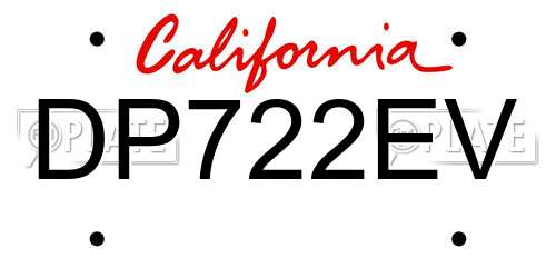 DP722EV California License Plate