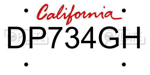 DP734GH California License Plate