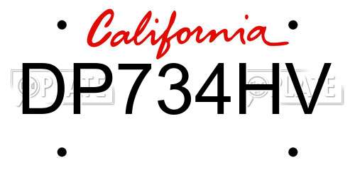 DP734HV California License Plate