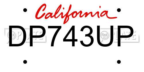 DP743UP California License Plate