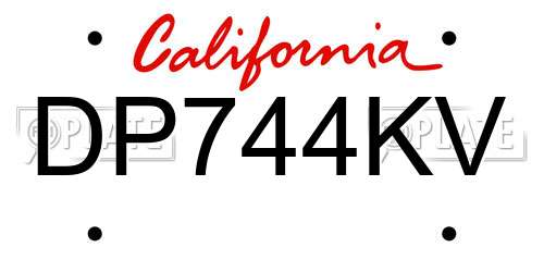 DP744KV California License Plate