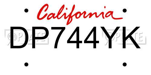 DP744YK California License Plate