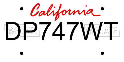 DP747WT California License Plate