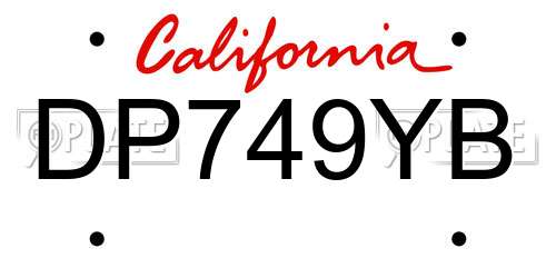 DP749YB California License Plate