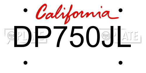 DP750JL California License Plate