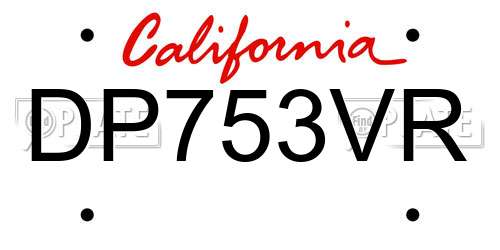 DP753VR California License Plate