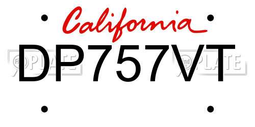 DP757VT California License Plate