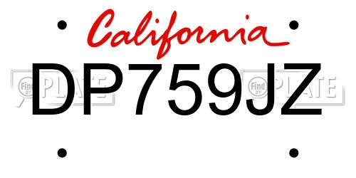 DP759JZ California License Plate