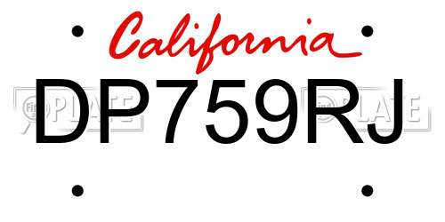 DP759RJ California License Plate