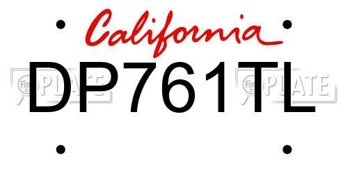DP761TL California License Plate