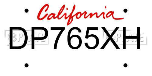 DP765XH California License Plate