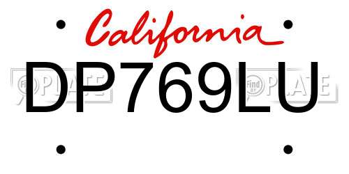 DP769LU California License Plate