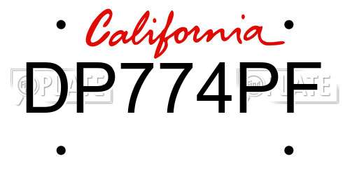 DP774PF California License Plate