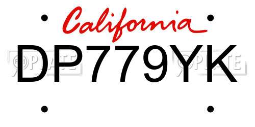 DP779YK California License Plate