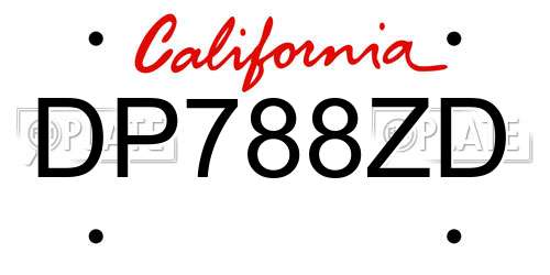DP788ZD California License Plate