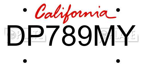 DP789MY California License Plate