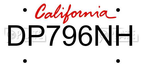 DP796NH California License Plate