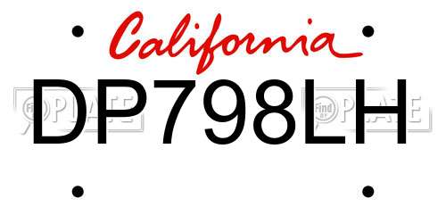 DP798LH California License Plate
