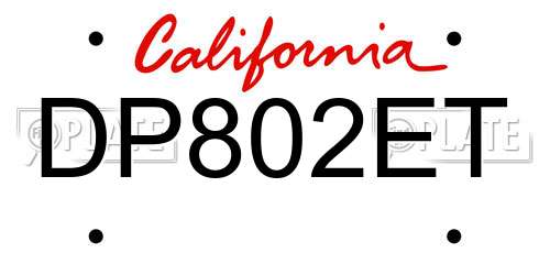 DP802ET California License Plate